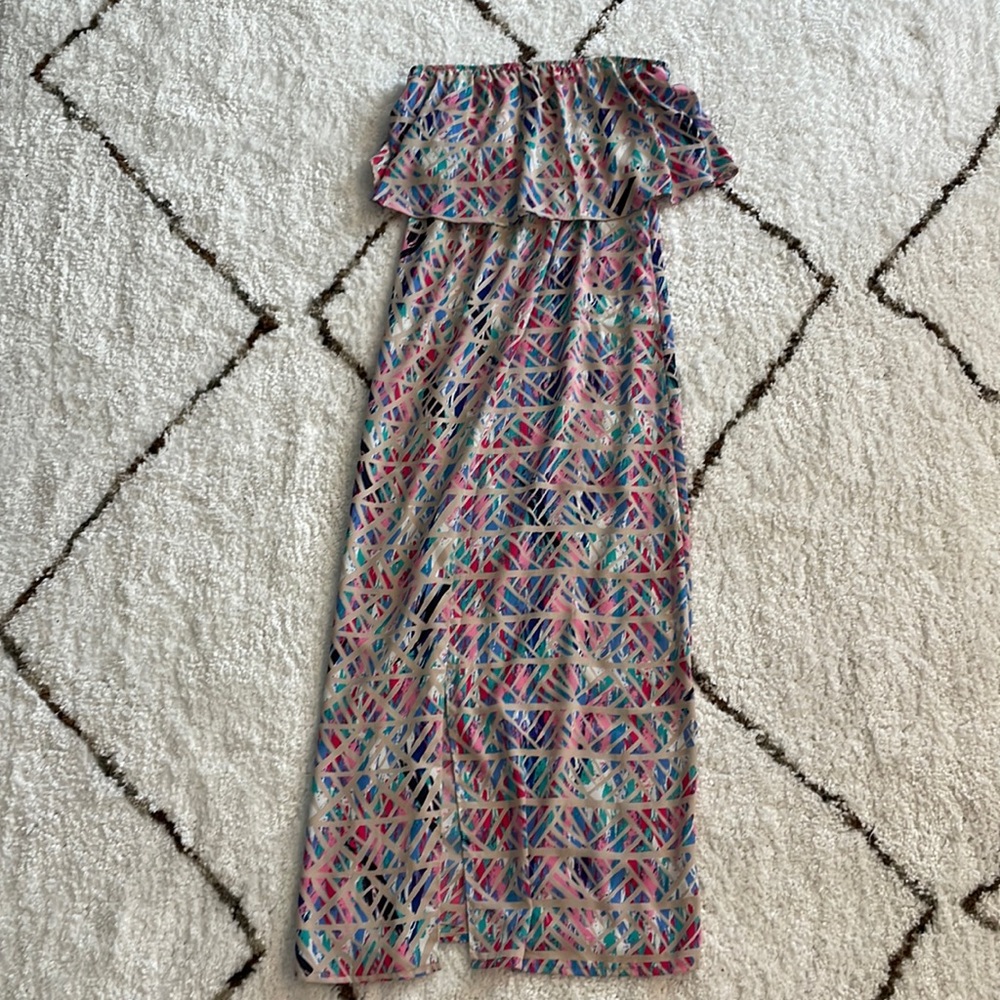 EUC maxi strapless dress
